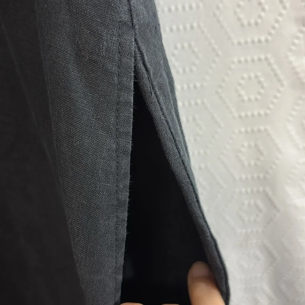 Sybilla Womens Linen Sleeveless Mid Length Maxi Dress black medium pearl buttons - Picture 4 of 8